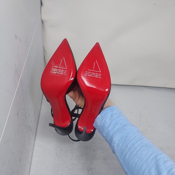 Christian Louboutin Black Jenlove Ankle Strap Pointed Toe Pump - Picture 2 of 13